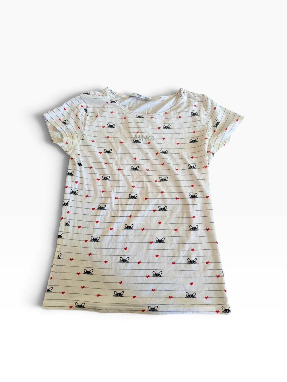 MANGO white and black striped cotton T-shirt (S/never used)